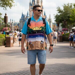 Disney Parks Mickey & Minnie Mouse Summer Camp Shirt | Sunset Beach Graphic | 3X